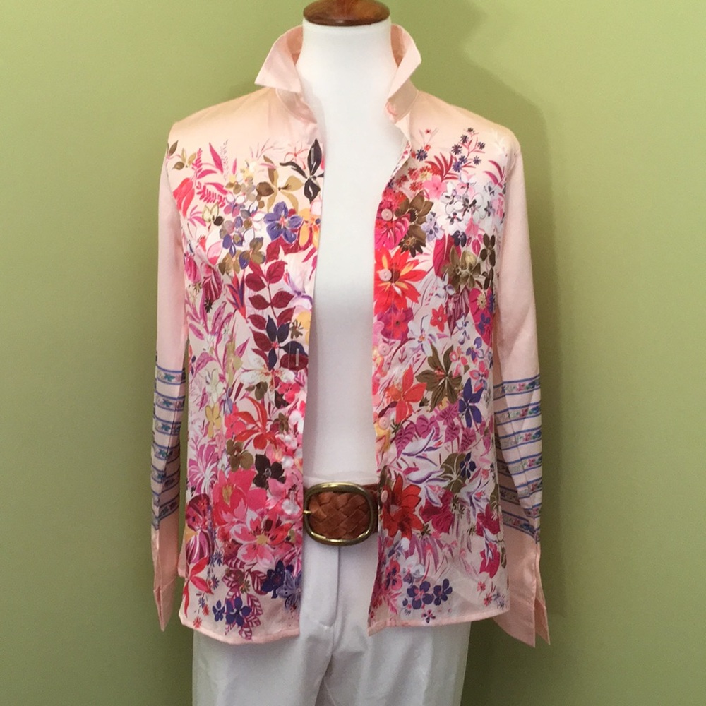 Cyanine Sea Pink Floral Blouse